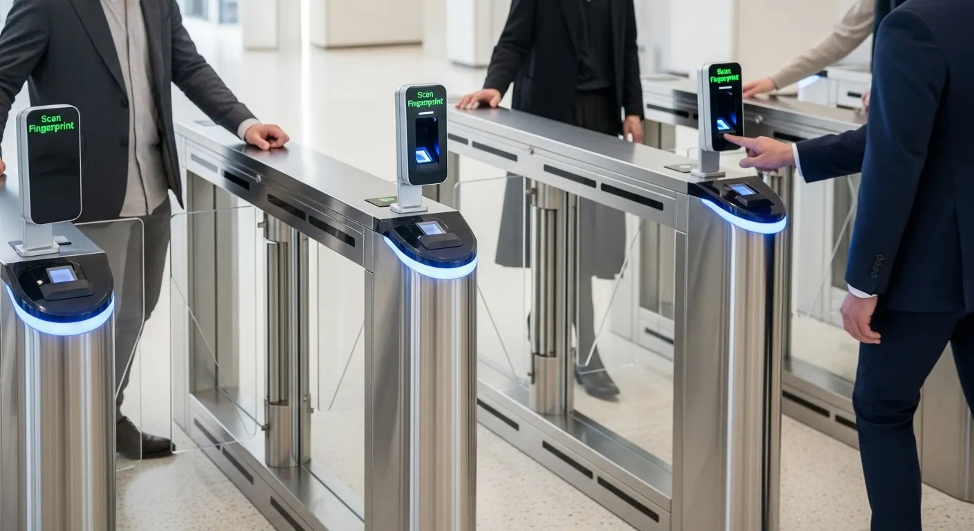 Biometrische Drehkreuz-Gate-Lösungen mit Fingerabdruckscanner