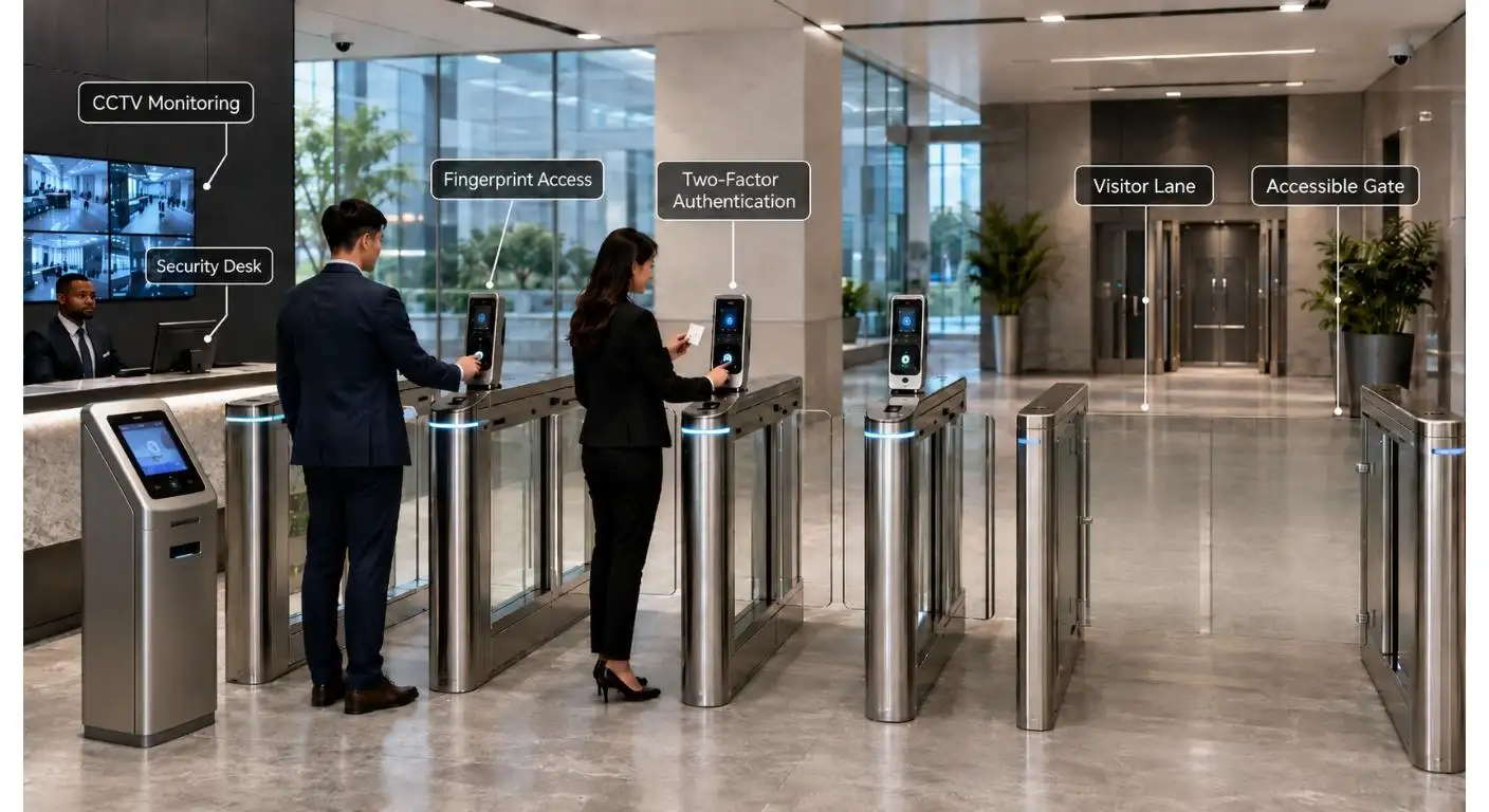 Hersteller von biometrischen Drehkreuzgittern mit Fingerabdruckscanner