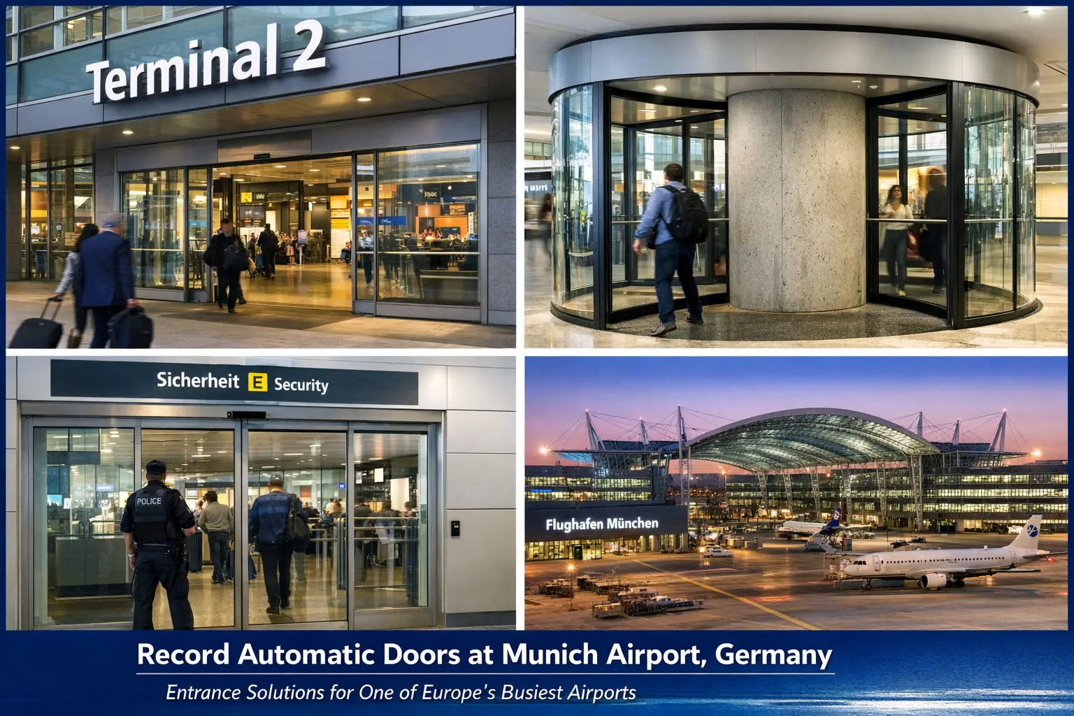 Automatische Türlösungen am Flughafen München aufzeichnen, Deutschland